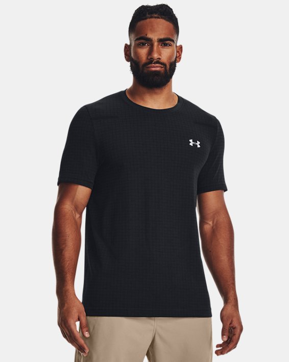 เสื้อแขนสั้น UA Seamless Grid สำหรับผู้ชาย in Black image number 0